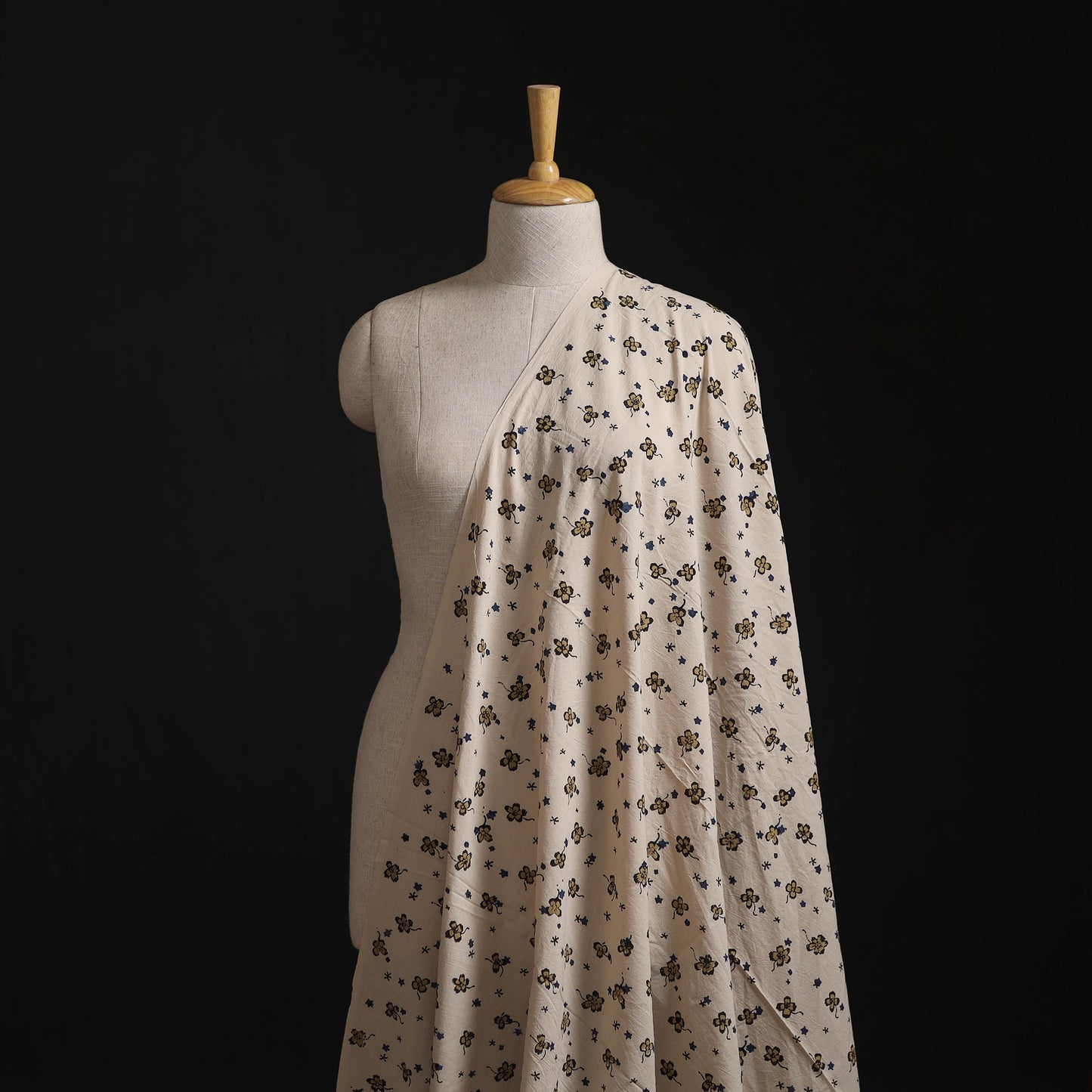 Beige - Kutch Hand Block Ajrakh Print Natural Dyed Cotton Fabric 18