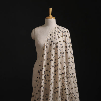 Beige - Kutch Hand Block Ajrakh Print Natural Dyed Cotton Fabric 18