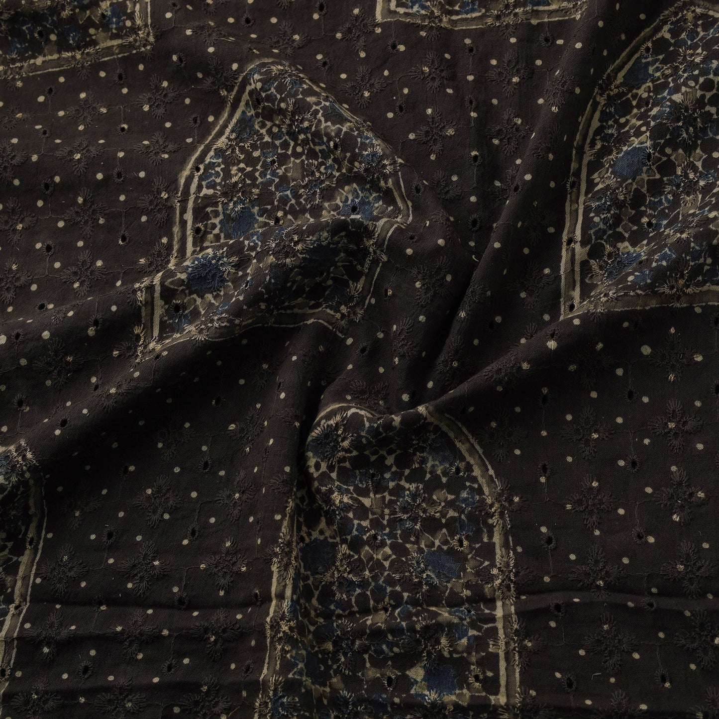 Natural Dyed Ajrakh Hand Block Print Cotton Hakoba Fabric 94