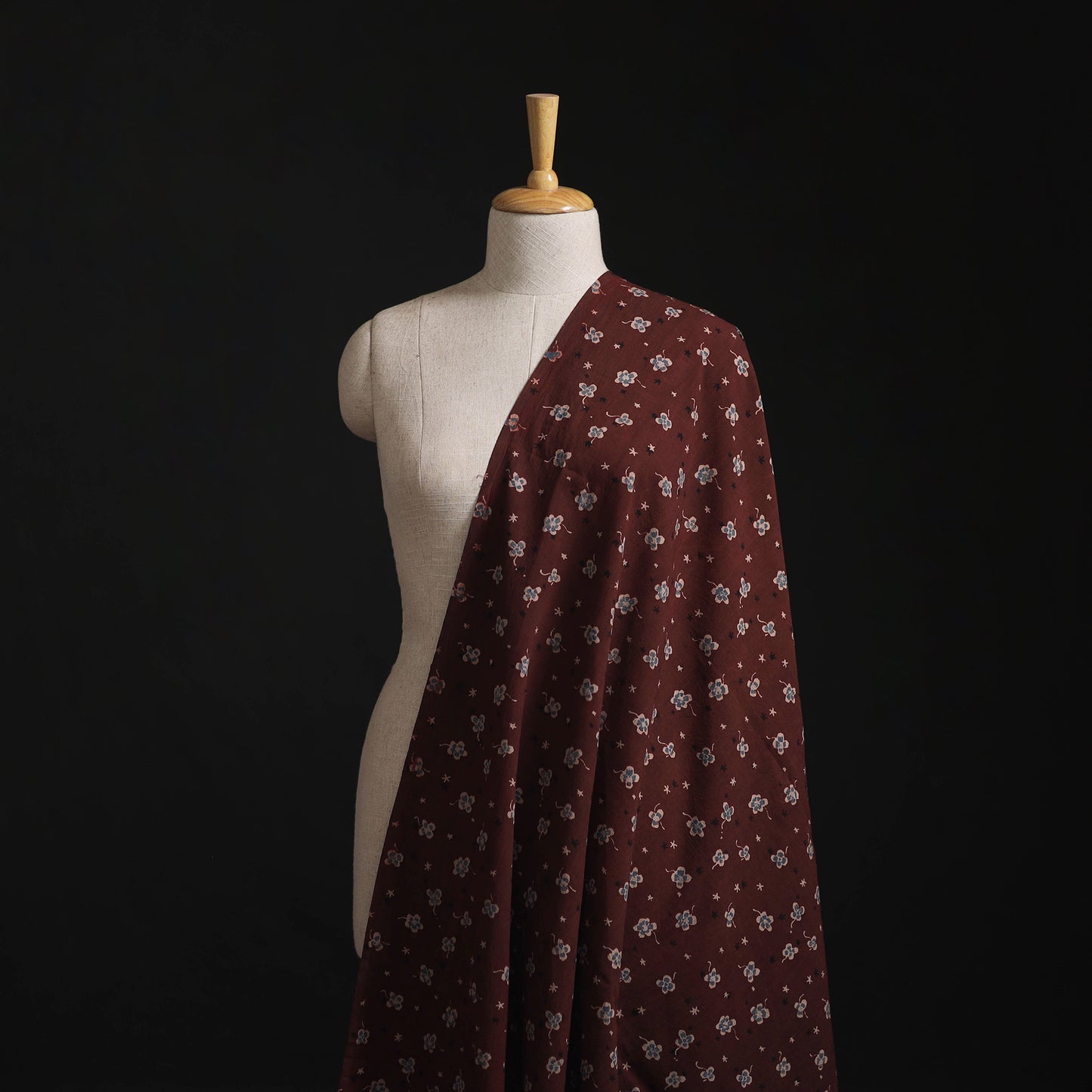 Brown - Kutch Hand Block Ajrakh Print Natural Dyed Cotton Fabric 19