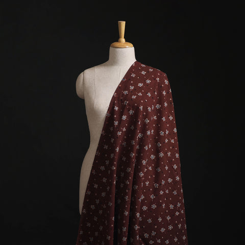 Brown - Kutch Hand Block Ajrakh Print Natural Dyed Cotton Fabric 19