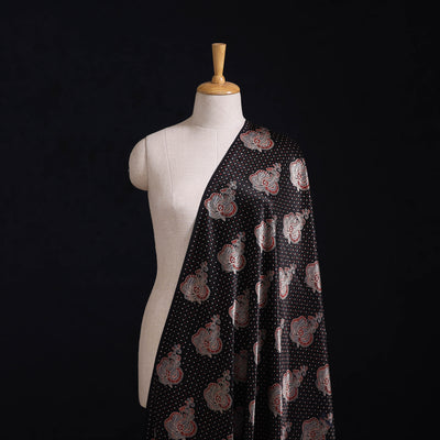 Kutch Hand Block Ajrakh Print Natural Dyed Mashru Silk Fabric 11