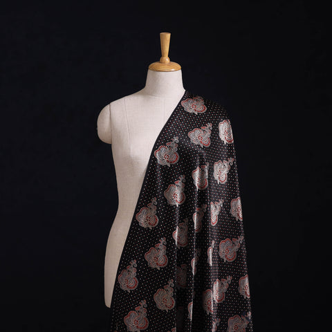 Kutch Hand Block Ajrakh Print Natural Dyed Mashru Silk Fabric 11