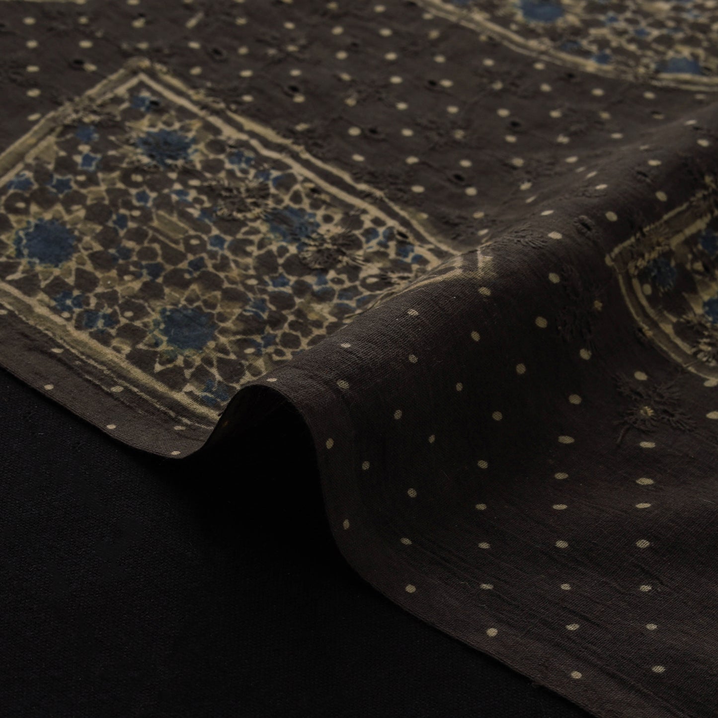Natural Dyed Ajrakh Hand Block Print Cotton Hakoba Fabric 94