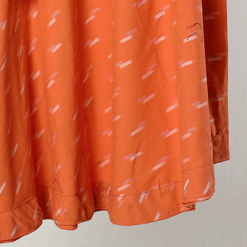 Orange - Pochampally Ikat Cotton Wrap Around Skirt 01