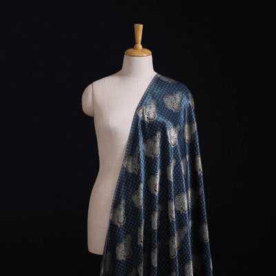 Kutch Hand Block Ajrakh Print Natural Dyed Mashru Silk Fabric 08