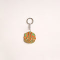 Peacock - Abstract Pastel Handpainted Hand-Carved Wooden Keychain 18