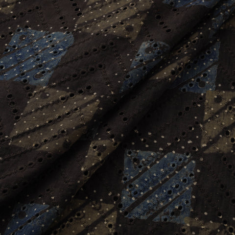 Natural Dyed Ajrakh Hand Block Print Cotton Hakoba Fabric 96