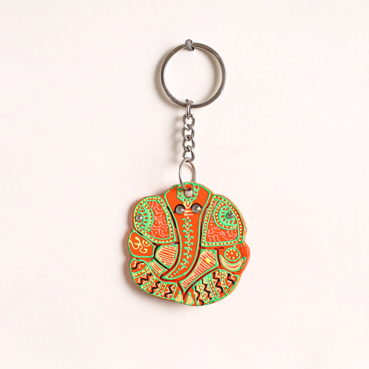 Peacock - Abstract Pastel Handpainted Hand-Carved Wooden Keychain 18