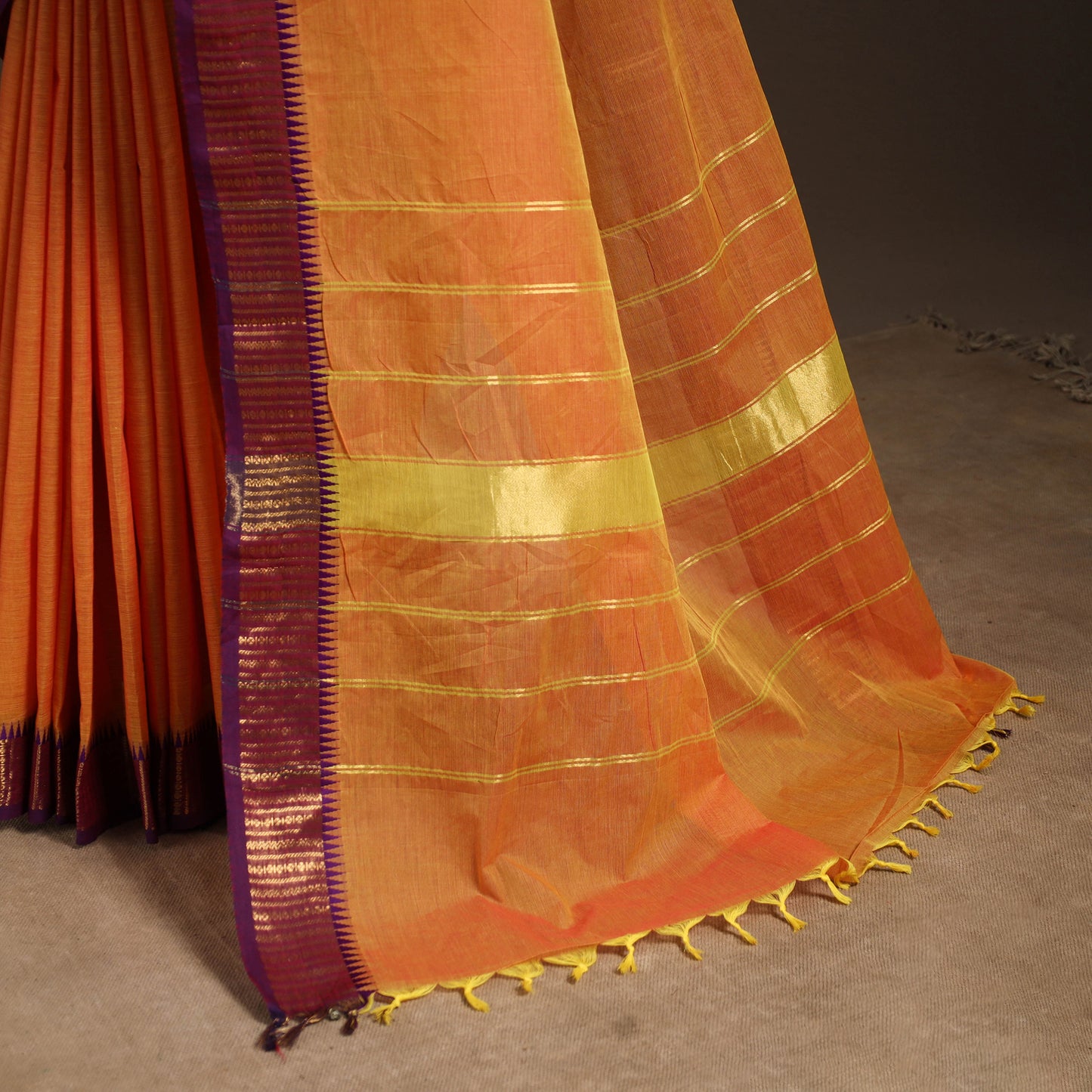 Orange - kandangi chettinad cotton saree with border 98