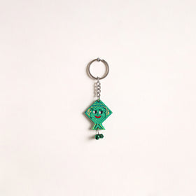 Kite - Abstract Pastel Handpainted Hand-Carved Wooden Keychain 19