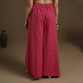  Cotton Red Flared Jacquard Palazzo