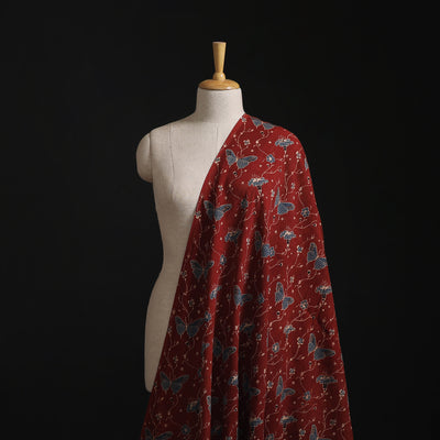Red - Kutch Hand Block Ajrakh Print Natural Dyed Cotton Fabric 23