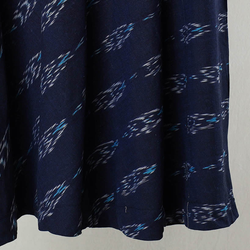 Blue - Pochampally Ikat Cotton Wrap Around Skirt 05