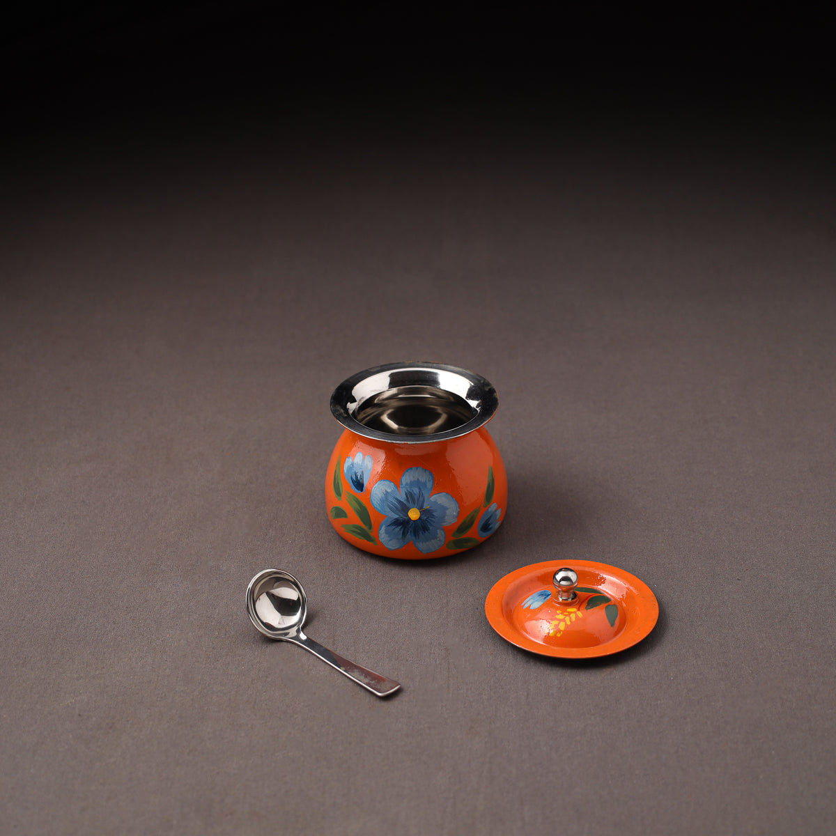 Floral Handpainted Enamelware Stainless Steel Ghee Pot 42