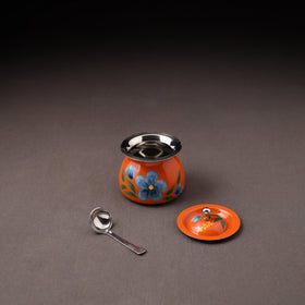 Floral Handpainted Enamelware Stainless Steel Ghee Pot 42