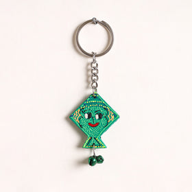 Kite - Abstract Pastel Handpainted Hand-Carved Wooden Keychain 19