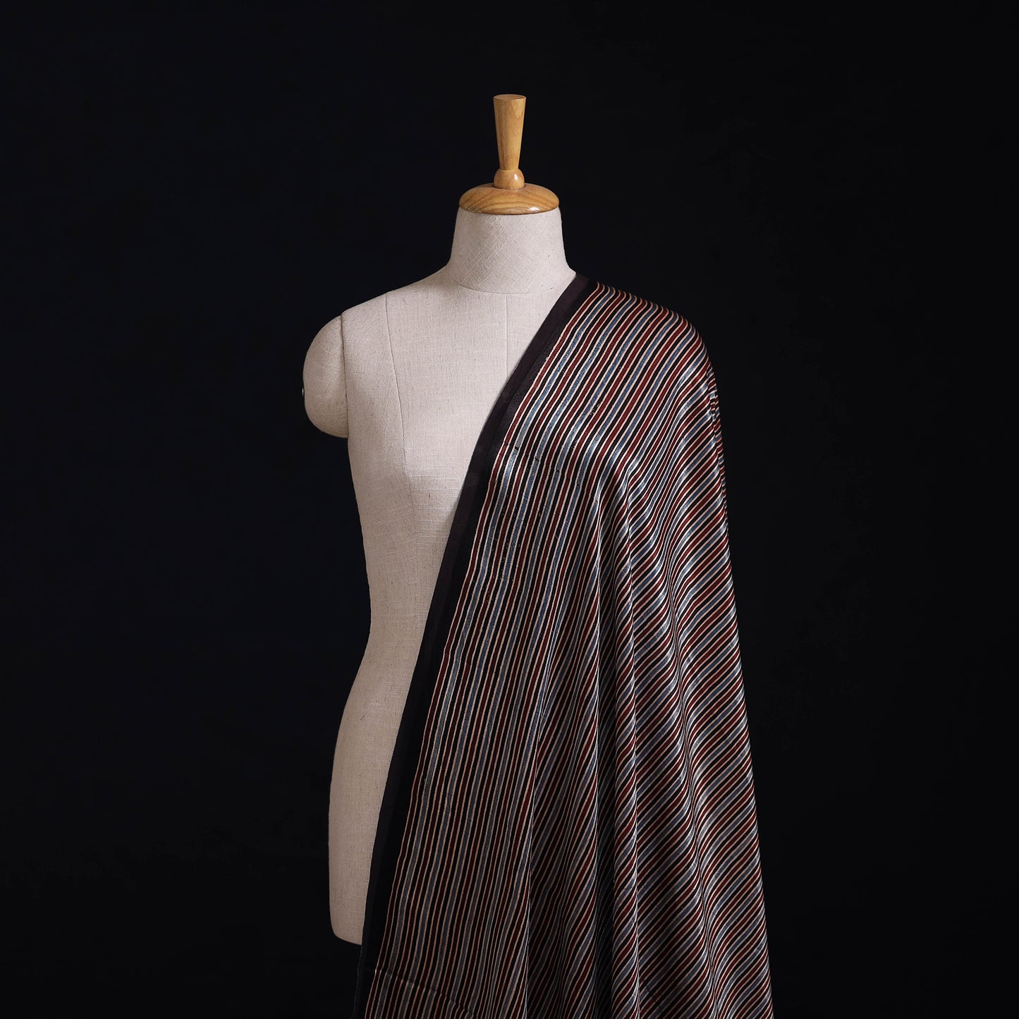 Kutch Hand Block Ajrakh Print Natural Dyed Mashru Silk Fabric 06