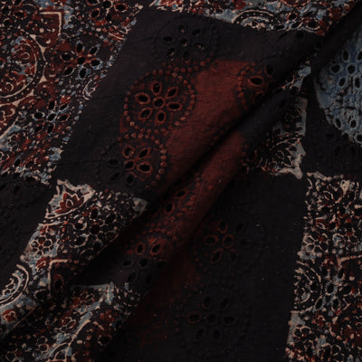 Natural Dyed Ajrakh Hand Block Print Cotton Hakoba Fabric 97