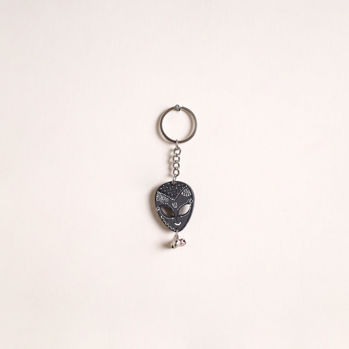 Face Mask - Abstract Pastel Handpainted Hand-Carved Wooden Keychain 20