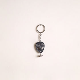 Face Mask - Abstract Pastel Handpainted Hand-Carved Wooden Keychain 20
