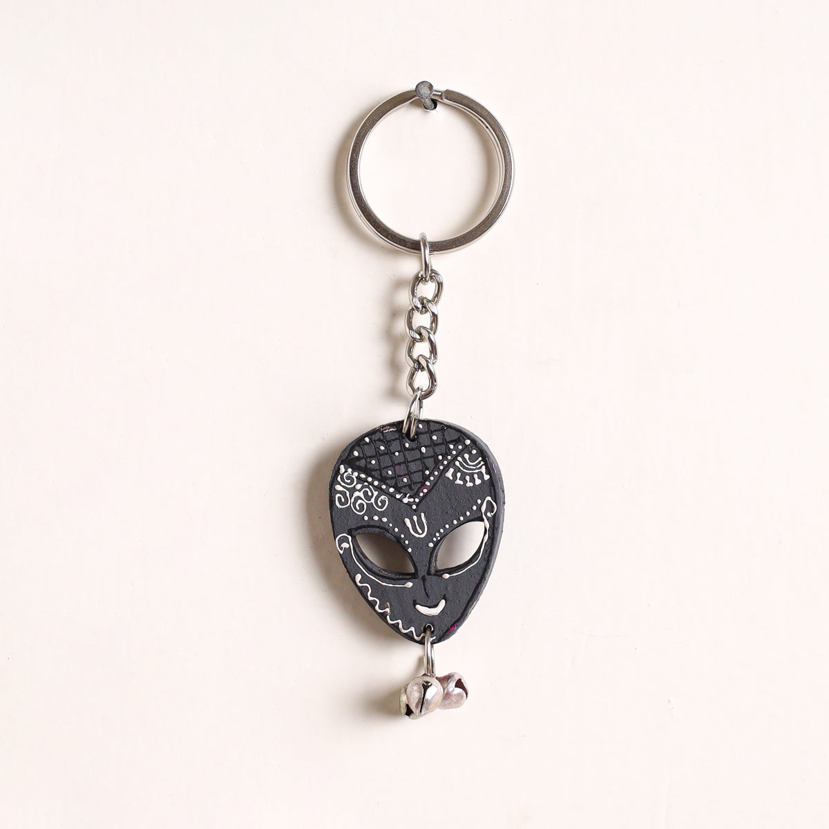 Face Mask - Abstract Pastel Handpainted Hand-Carved Wooden Keychain 20