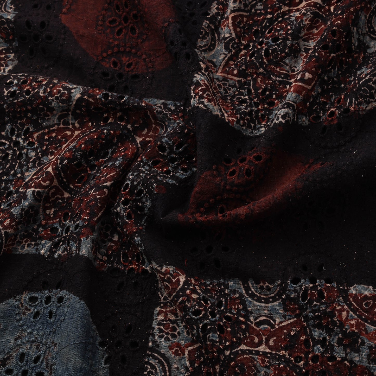 Natural Dyed Ajrakh Hand Block Print Cotton Hakoba Fabric 97