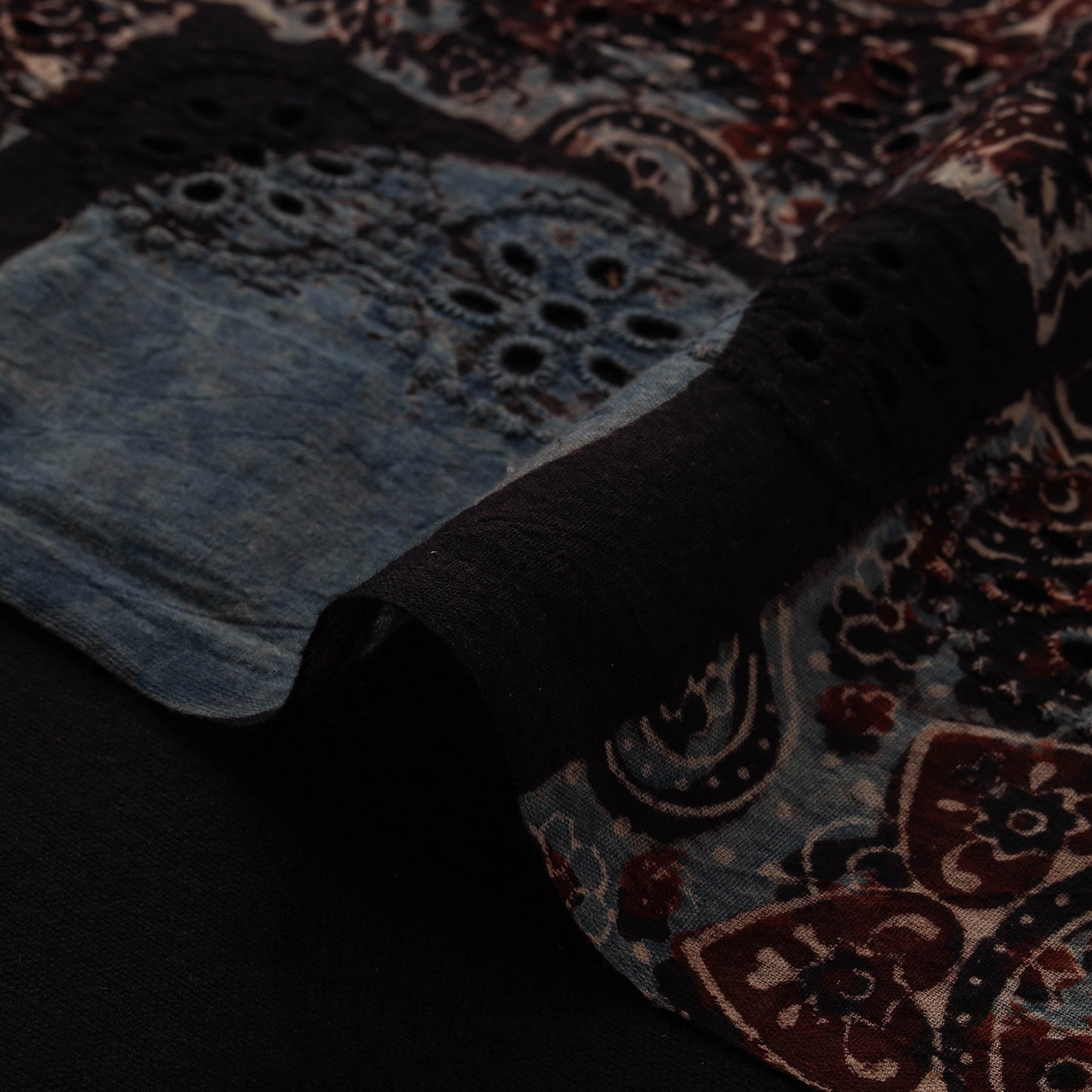 Natural Dyed Ajrakh Hand Block Print Cotton Hakoba Fabric 97