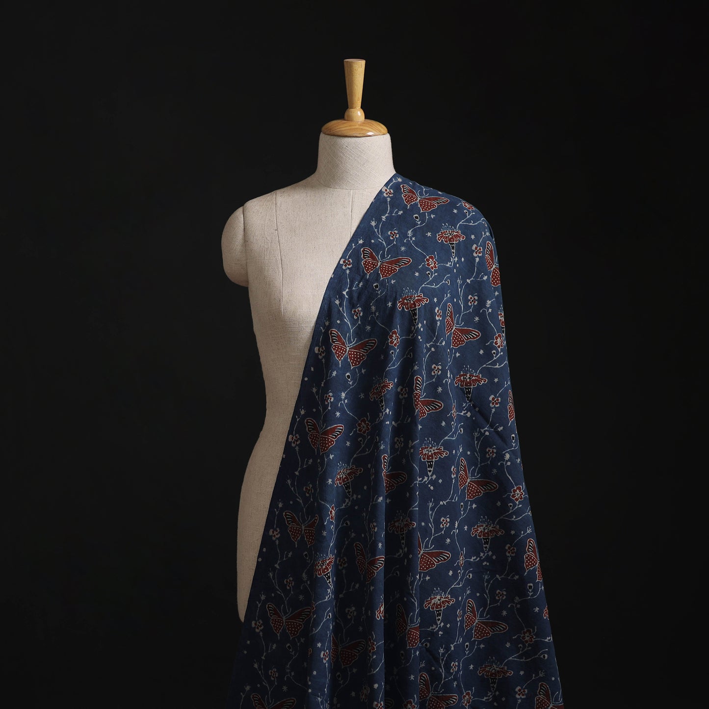 Blue - Kutch Hand Block Ajrakh Print Natural Dyed Cotton Fabric 27