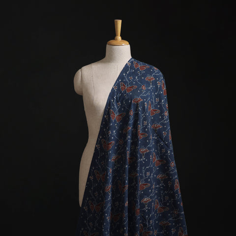 Blue - Kutch Hand Block Ajrakh Print Natural Dyed Cotton Fabric 27