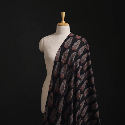 Black - Hand Block Ajrakh Print Natural Dyed Pure Mul Cotton Fabric 04