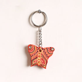 Fish - Abstract Pastel Handpainted Hand-Carved Wooden Keychain 26