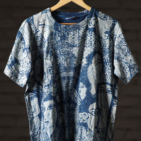  Bindaas Block Art Printed Cotton Unisex Round Neck T-shirt 