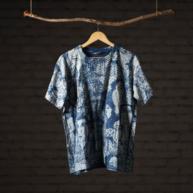  Bindaas Block Art Printed Cotton Unisex Round Neck T-shirt 