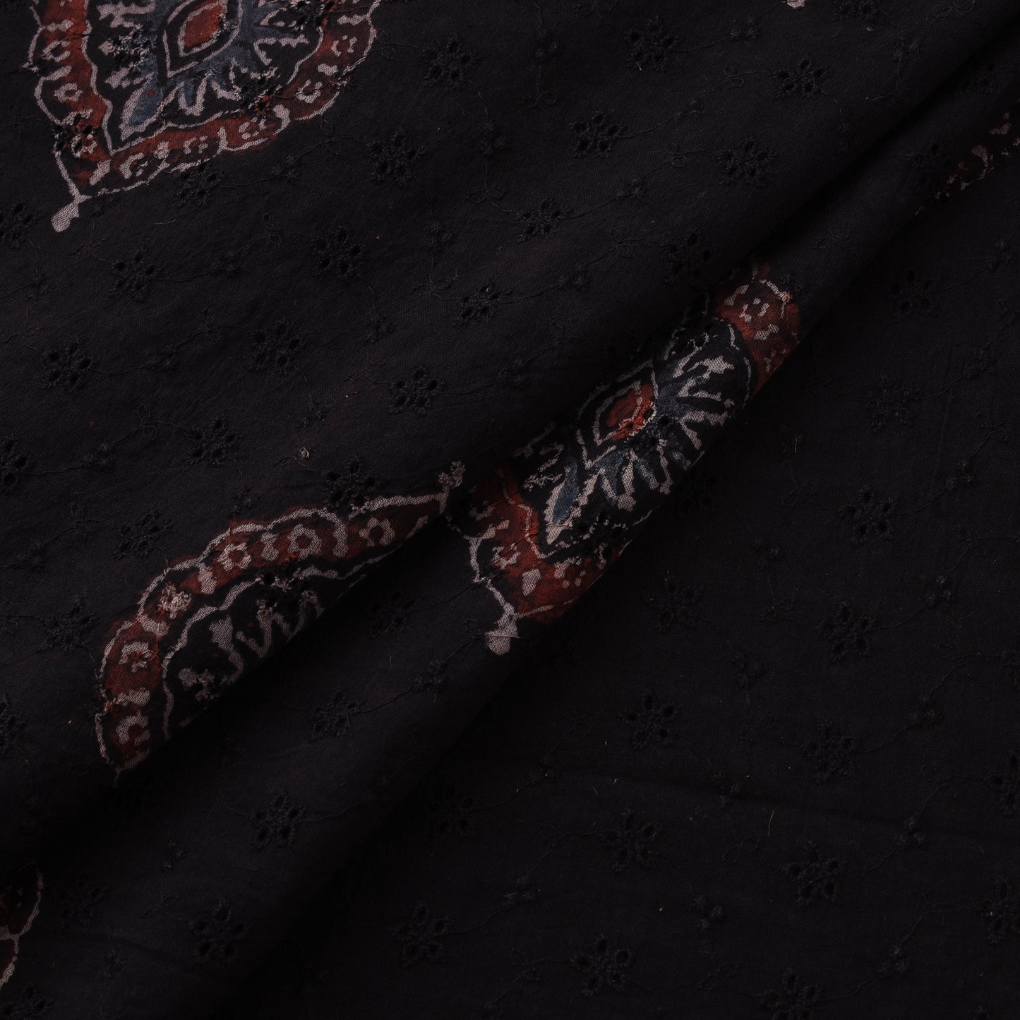 Natural Dyed Ajrakh Hand Block Print Cotton Hakoba Fabric 99