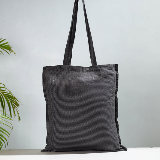 Grey - Jacquard Cotton Jhola Bag