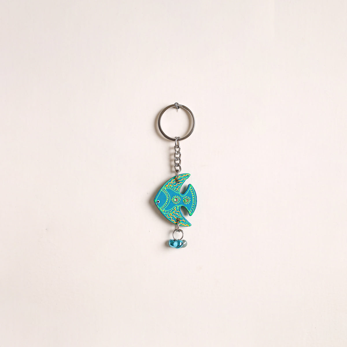 Moon - Abstract Pastel Handpainted Hand-Carved Wooden Keychain 22
