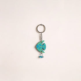 Moon - Abstract Pastel Handpainted Hand-Carved Wooden Keychain 22