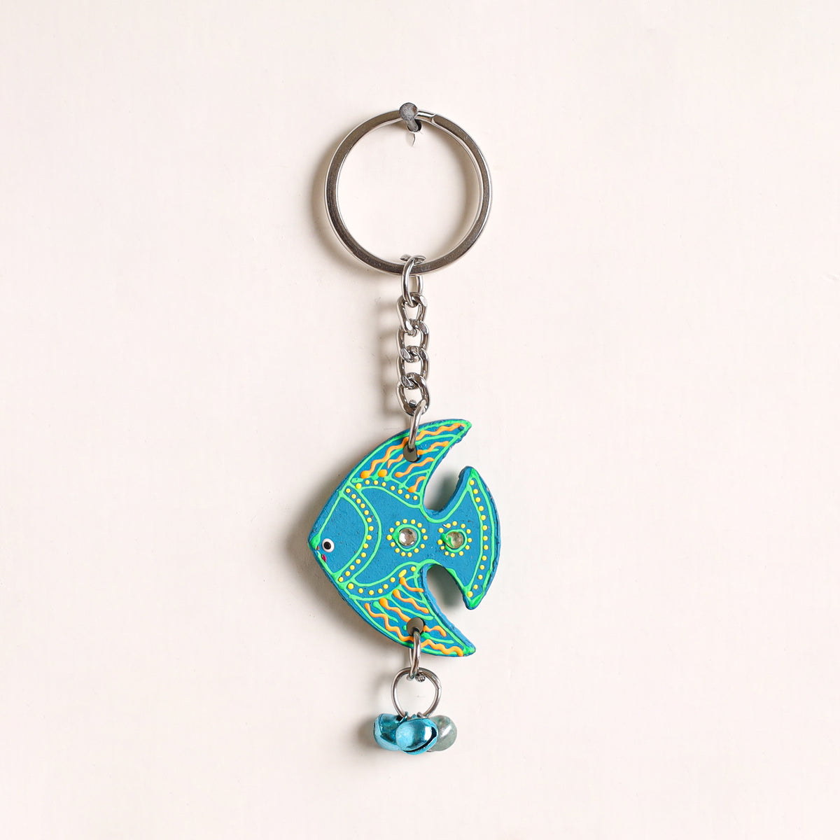 Moon - Abstract Pastel Handpainted Hand-Carved Wooden Keychain 22