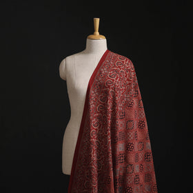 Red - Hand Block Ajrakh Print Natural Dyed Pure Mul Cotton Fabric 01