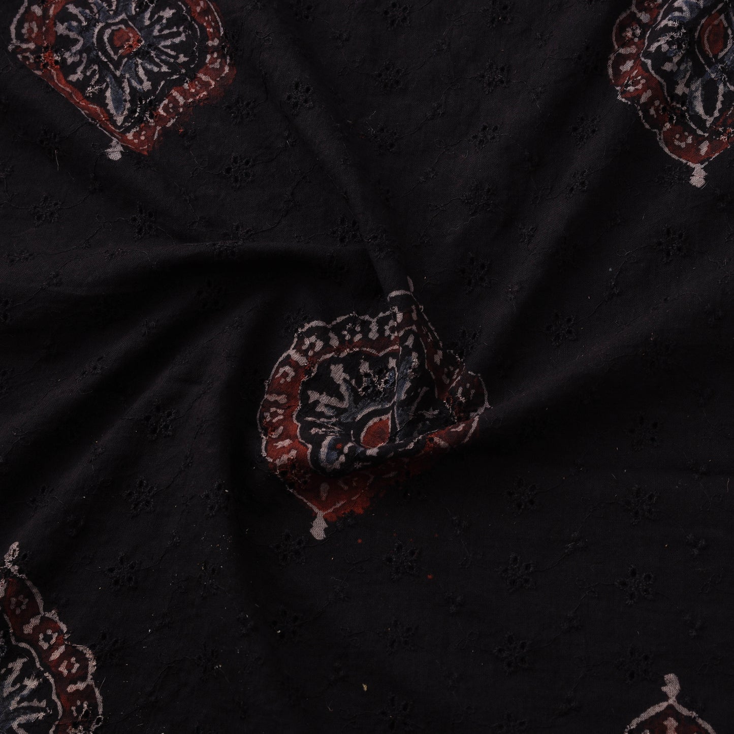 Natural Dyed Ajrakh Hand Block Print Cotton Hakoba Fabric 99