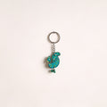 Peacock - Abstract Pastel Handpainted Hand-Carved Wooden Keychain 23