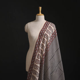 White - Hand Block Ajrakh Print Natural Dyed Pure Mul Cotton Fabric 06