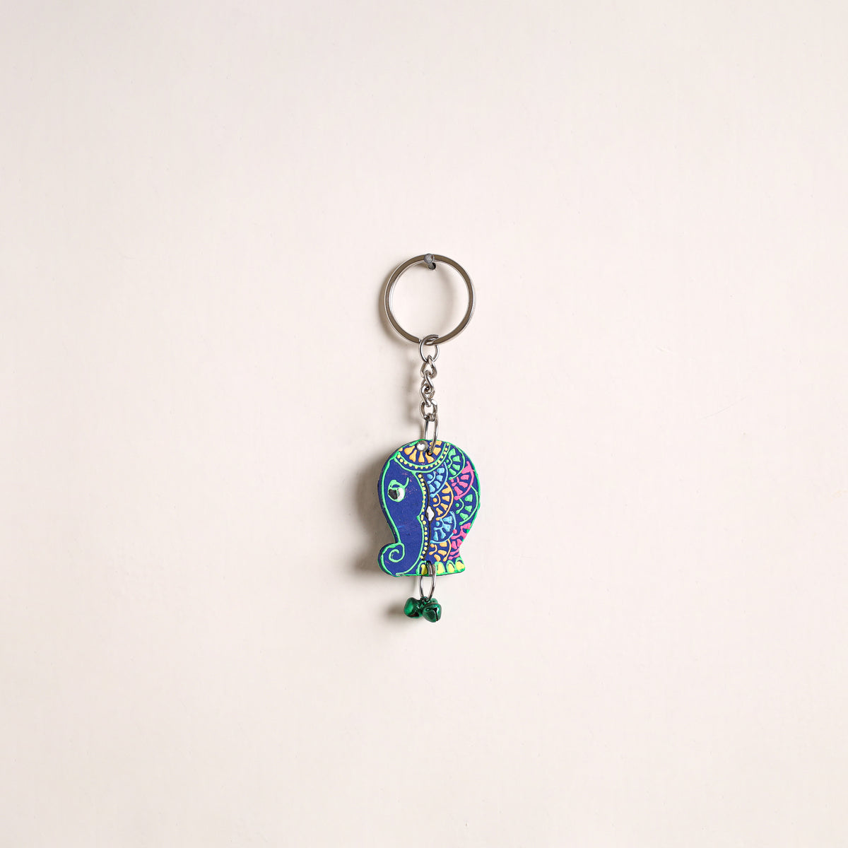 Fish - Abstract Pastel Handpainted Hand-Carved Wooden Keychain 24