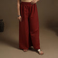 Buy Cotton Maroon Flared Jacquard Palazzo