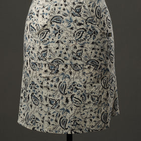 Beige Kalamkari Block Printed Cotton Apron with Pocket 