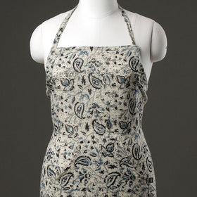 Beige Kalamkari Block Printed Cotton Apron with Pocket 