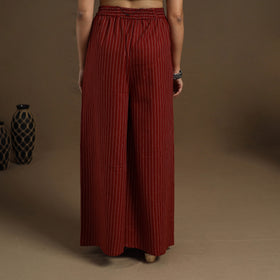 Buy Cotton Maroon Flared Jacquard Palazzo