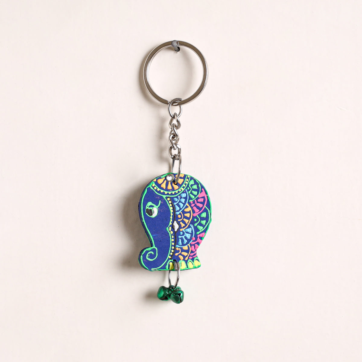 Fish - Abstract Pastel Handpainted Hand-Carved Wooden Keychain 24