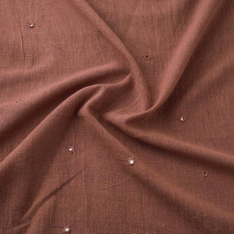 Peach - Kutch Organic Kala Cotton Mirror Work Pure Handwoven Fabric 01
